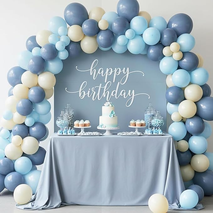 RUBFAC Dusty Blue Balloons Different Sizes Neutral Party Balloon 154pcs | Slate - Image 5