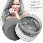 Grey Hair DyeTemporary Hair Wax,4.23oz Instant Hairstyle Mud Cream, Natural Hair Coloring Wax Material Disposable Hair Styling Clays Ash for Cosplay,Party,Masquerade, Halloween.etc (Sliver)