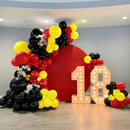 YMSZ Red Black Yellow Balloons Arch Kit, Birthday Party Balloons | 134Pcs Red - Image 4