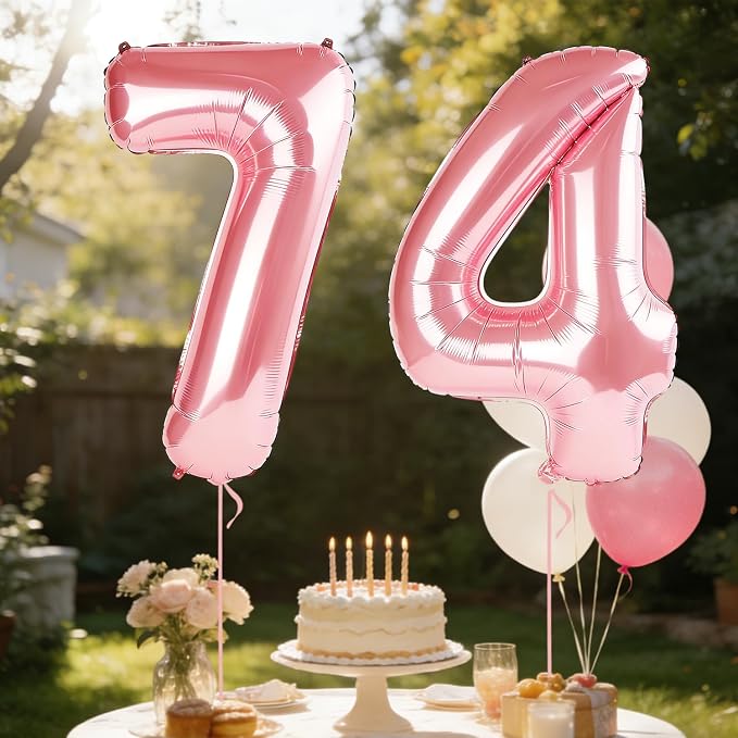 40 Inch Number 74 Balloons for 74th Birthday Party Decorations, 0-100 Jewelry - Image 3