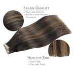 WENNALIFE Tape in Hair Extensions Human Hair, 40pcs 100g 22 inch Balayage Dark Brown Mixed Chestnut Brown Hair Extensions Real Human Hair Straight Tape in Extensions Invisible Human Hair Extensions
