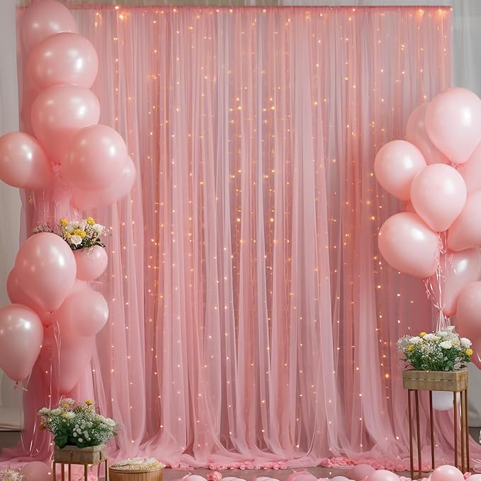 20x10ft Dusty Rose Tulle Backdrop Curtain - Image 4