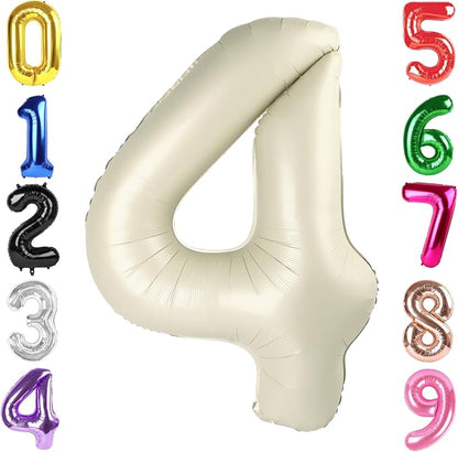 40 Inch Cream Number 4 Balloon Birthday Party Decorations by Hadoife
