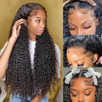 CYNOSURE HD Lace Front Wigs Human Hair Pre Plucked 180% Density Kinky Curly Lace Frontal Wigs Human Hair Glueless Natural Black Color 28inch
