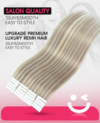 Youngsmile Injection Tape in Hair Extensions Human Hair #18P613 Ash Blonde with Bleach Blonde Real Human Hair 20pcs 40g 18 Inch Injected Tape in Hair Extensions Seamless Tape ins (#18P613,18'')