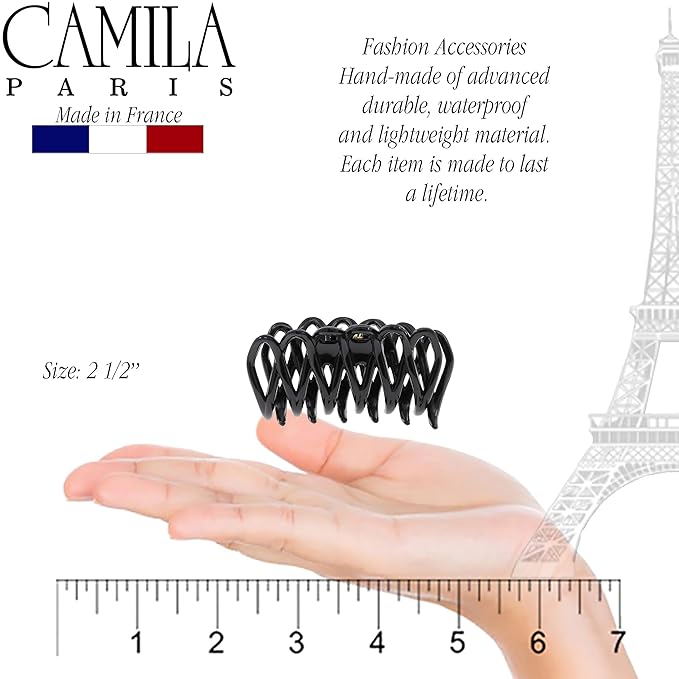 Camila Paris CP3522 French Small Hair Clips for Women Thick Hair for Long Curly Wavy Hair, Girls Hair Claw Clip, Durable Styling Big Claw Clip for Thick Hair, Strong Hold No Slip Grip, Made in France