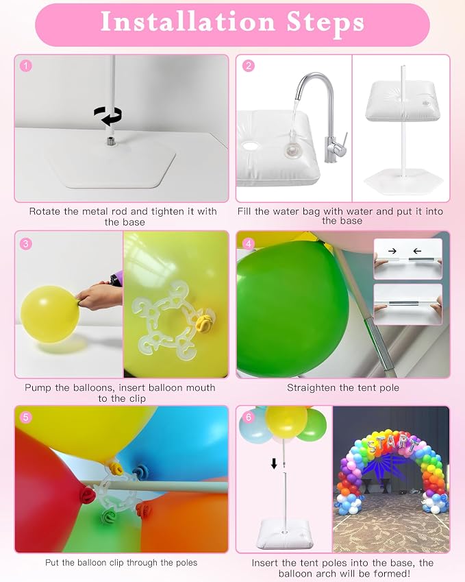 YALLOVE 21 Ft Adjustable Balloon Arch Stand Kit | Easy Assembly Frame - Image 6