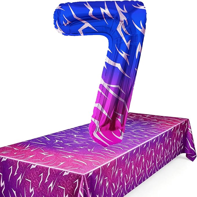 2pcs Purple Demon 54''x108'' Birthday Tablecloth and 40 Inches Number 7 Hunters by Unknown