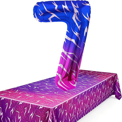 2pcs Purple Demon 54''x108'' Birthday Tablecloth and 40 Inches Number 7 Hunters by Unknown