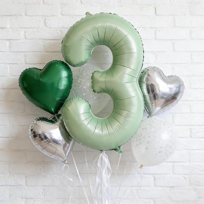 40" Olive green Number Balloon Helium Foil Mylar Balloon Birthday Digital 3 | - Image 6