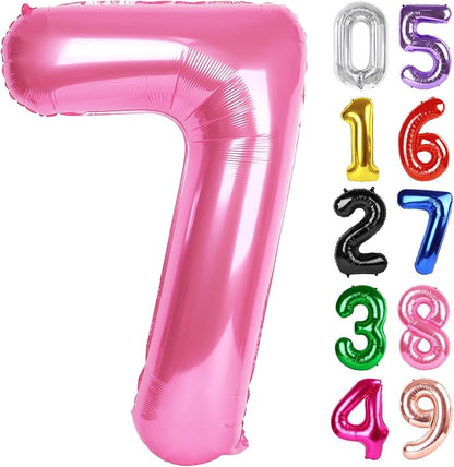 Pink Number 7 Balloon 40 Inch, 7th Birthday Party Decorations Men Women | Foil by IWERP