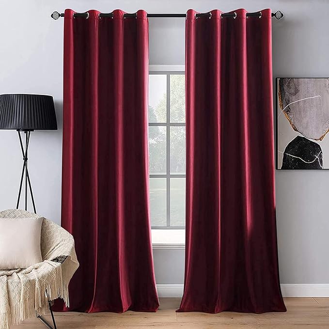 MIULEE Velvet Curtains Christmas Burgundy 52 x 84 Inch Length Set of 2 | by MIULEE