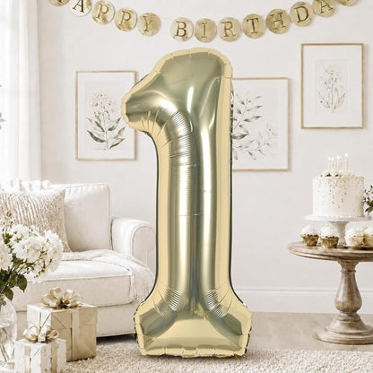 Champagne Gold 1 Balloons, 40 Inch Light Gold Helium Foil Number 1 Balloon Girls by KAINSY