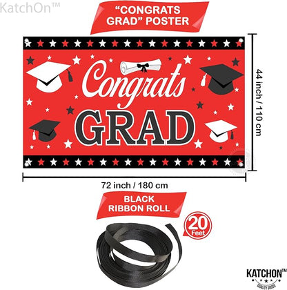 KatchOn Graduation Decorations 2026 | Red and Black Congrats Grad Banner - Image 4