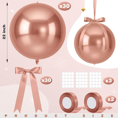 Jenaai 30 Set Round Foil Balloons Bulk 22 Inch 4d Metallic Giant Balloons Set - Image 2