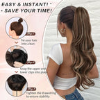 Ponytail Extension, 26 Inch Drawstring Ponytail Extension for Women Long Wavy Layered Pony Tails Hair Extensions Synthetic Clip in Ponytail Hairpiece for Women(8/24)