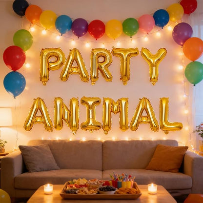 2 Set 22Pcs Gold PARTY ANIMAL Letter Balloons 16in Balloon Foil Letter - Image 8