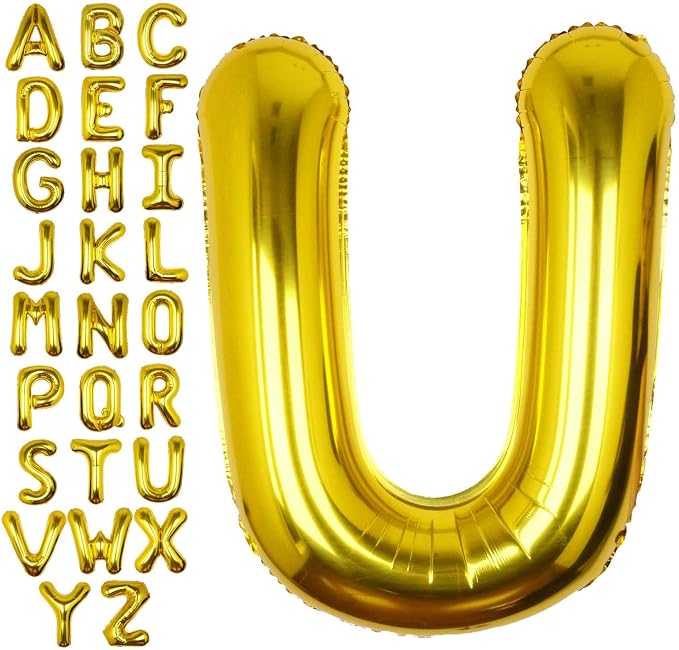 40 Inch Gold Letter U Balloon Big Foil Helium Letter Balloons A-Z | Giant Large by SULALABOO