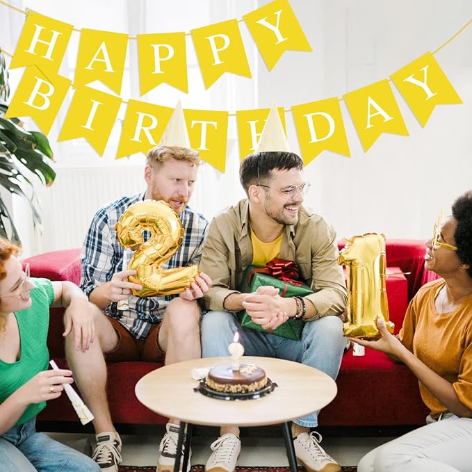 Yellow Happy Birthday Banner Sign - Image 7