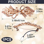 Joez Wonderful Rhinestone Hair Clip Sparkly Crystal Barrettes French Wedding Prom Engagement Pageant First Communion Hair Decorative Accessories for Women Long Hair (Bow Champagne 1 Pcs)