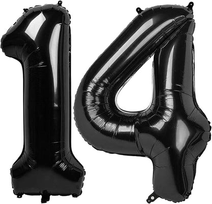 Number 14 Balloons Black 40 Inch by Mluchee