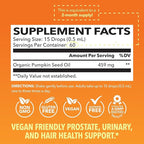 Pumpkin Seed Oil - USDA Organic - Cold Pressed for Hair, Prostate, and Hormone Support - 2 Month Supply - Liquid Drops for Men and Women - Vegan, Non-GMO, and Gluten Free - Unflavored, 1 Fl Oz