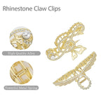 2PCS Gold Music Note Rhinestone & Pearl Claw Clips, Large Metal Hair Clips, Bling Hair Accessories for Women & Girls