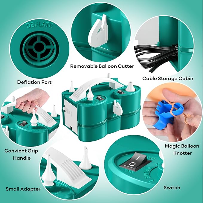 Biapian Balloon Pump Electric, 3-in-1 Portable Electric Air Pump - Image 6