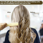 Bamboo Hair Brush Comb Set for Women Men, Wood Bristle Paddle Detangling Brush, Wide Tooth Comb for Curly Wavy Thick Thin Wet Dry Hair, Brush Cleaning Tool Included - 4 Pack