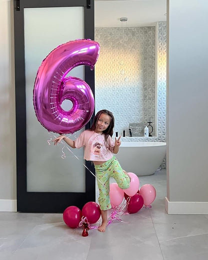 Hot Pink Number 6 Balloon 40 Inch, 6th Birthday Decorations Men Women | Foil - Image 8