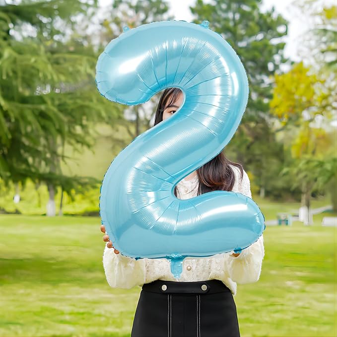 Blue Light Number Balloon, 40 Inch, Party Decorations - Image 2