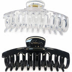 Jumbo 5.5 Inches Hair Clips for Extra Thick Hair - Long Butterfly Hair Accessories for Women, 2 Counts (Black and Clear)