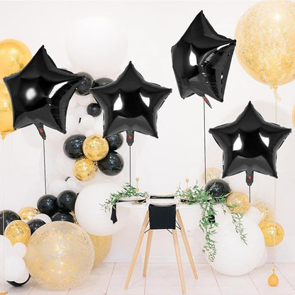 20 Pcs Star Balloons, 18 Inch Black Star Foil Balloons, Stars Shaped Balloon - Image 3