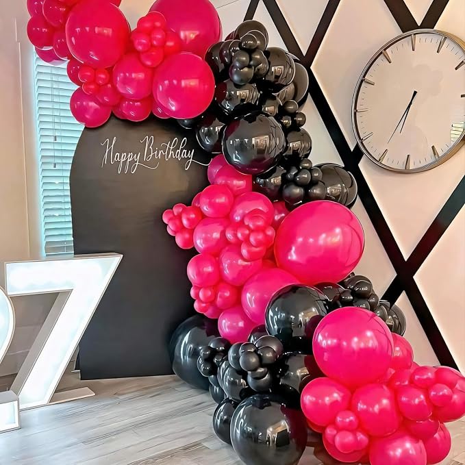 Hot Pink Balloons Different Sizes 135pcs 18 12 10 5 Inch Dark Pink Balloon Arch - Image 4