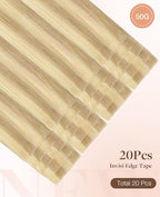 GOO GOO Invisi Edge Tape in Hair Extensions Human Hair, 18D/22F Dirty Blonde Highlights 20pcs 20inch 50g, Virgin Remy Hair, Seamless Injected Tape, Natural Look