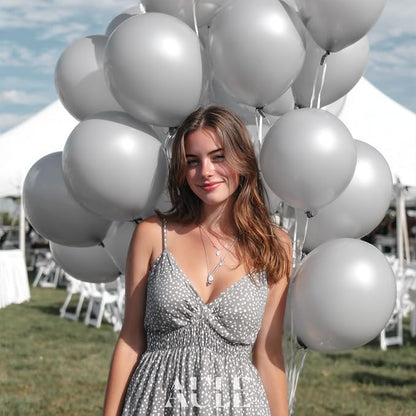 AULE 50Pcs Latex 12 Inch Gray Balloons | Helium Party Happy Birthday Graduation - Image 5