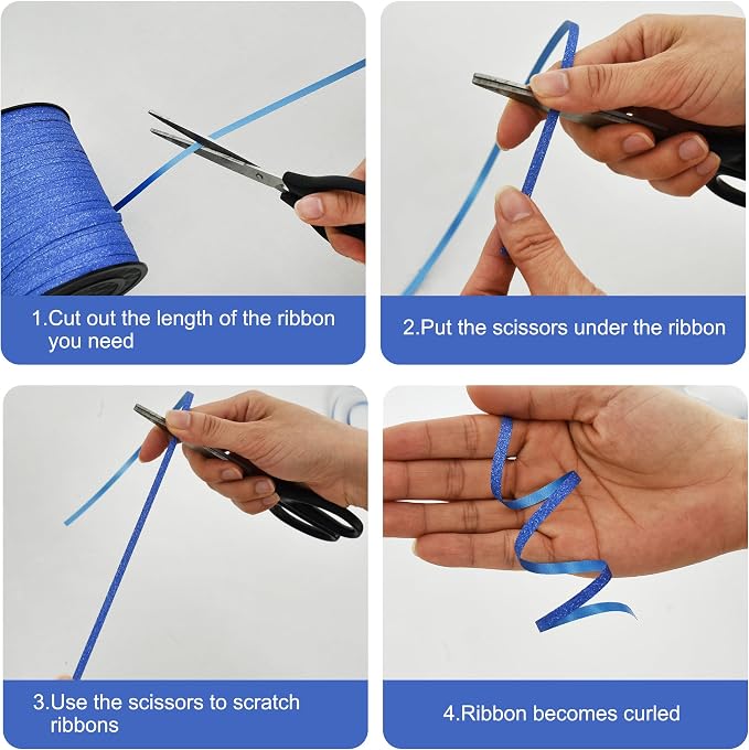 BEISHIDA 500 Yards Blue Glitter Ribbon Curling Crimped, Glitter Ribbon Balloon - Image 3