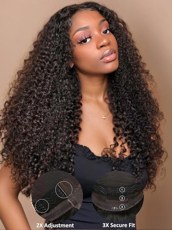 Julia Hair Bye Bye Knots Glueless Wig Curly Pre Cut Lace Front Wigs Human Hair for Women 12A Upgrade 7x5 Lace Closure Wig Pre Plucked with Pre Bleached Knots Put on and Go Natural Color 22 Inch