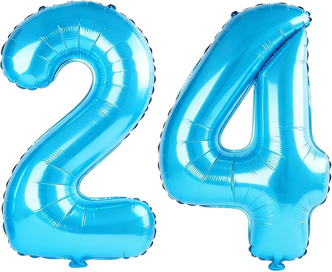 40 Inch Number 24 Balloons for 24th Birthday Party Decorations, 0-100 Jewelry by FOBELEC