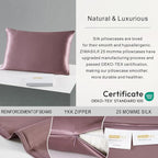 ZIMASILK 25 Momme 100% Pure Mulberry Silk Pillowcase for Hair and Skin Care, Highest Grade 6A Pillow Cases for Women, Long-Lasting Durablity, Gift for Women Men, 1Pc (King 20"x36", Grey Purple)
