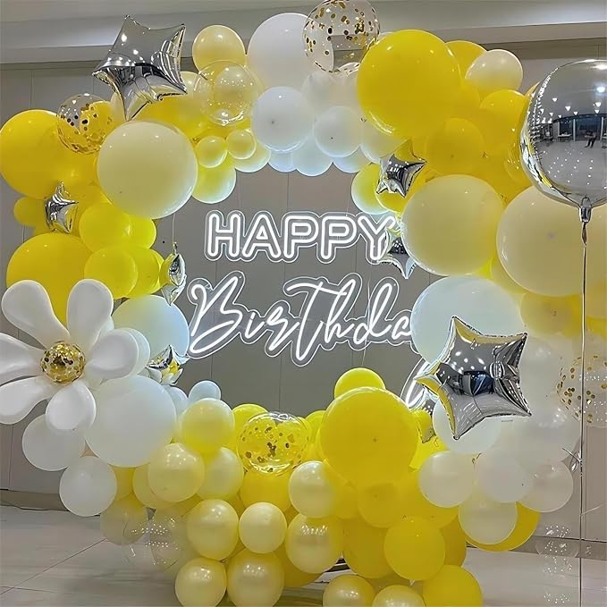 130pcs 18 12 10 5 Inch White and Yellow Balloons Garland Arch Kit | Different - Image 4