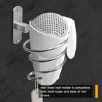 hicorfe Bathroom Hair Dryer Holder Hair Care Tools Holder Wall Mount (Bright White)