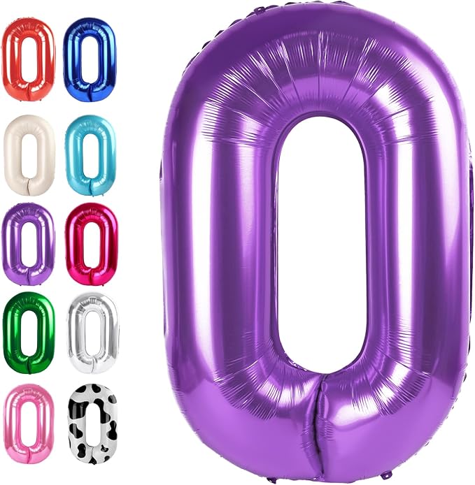 Purple Number 0 Balloon 40 inch, Balloon numbers party supplies, deco photo by Upgesy
