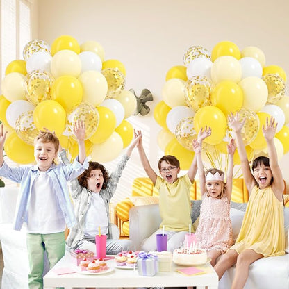 60pcs Yellow and White Balloons 12inch - Image 7