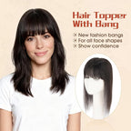 Rich Choices Human Hair Toppers for Women-100% Real Remy Hair Topper with 3D 360°Bang-Upgraded 150% Density 9 * 12CM Lace Base-Clip in Hairs topper for Thinning Hairs-10Inch #1B Natual Black