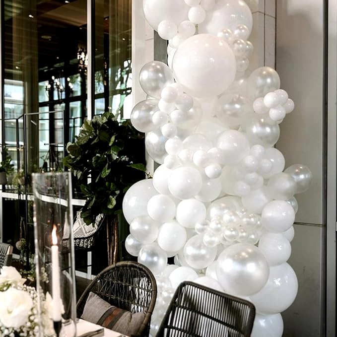 RUBFAC Pearl White Balloons 120pcs 12 Inches White Latex Party Balloons - Image 7