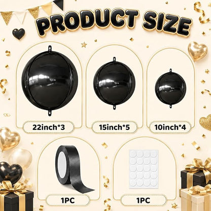 Black Round Foil Balloons - Image 2