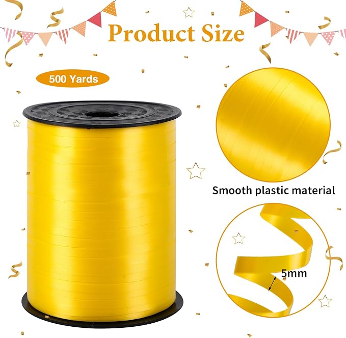 500 Yards Yellow Curling Ribbon Balloon String Ribbon 1/5 Inch | Ribbon - Image 2