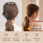 THXSILK 100% Mulberry Silk Scrunchies 3-Pack, 25 Momme Mulberry Silk Hair Ties for Women, Sleek Low Profile No Damage Ponytail Holders, for Fine Hair & Everyday Use, Beige