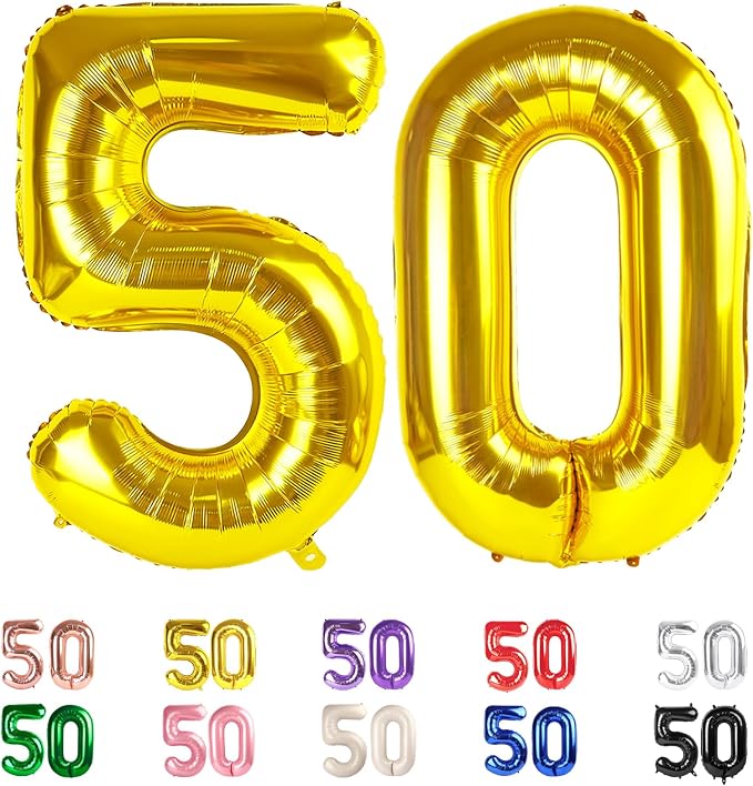 50 Balloon Number for 50th Birthday Decorations Women Men Party, Inflation by Mluchee